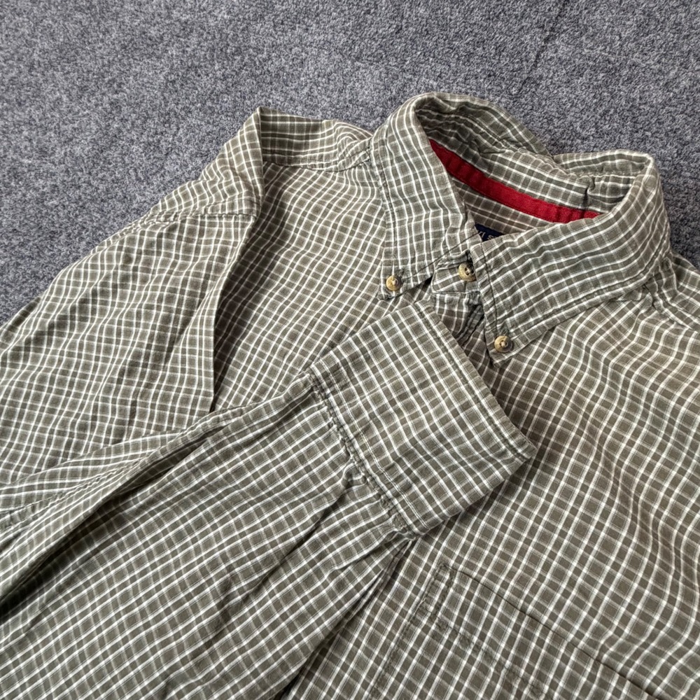 Levi Strauss Signature Mens Medium Green Plaid Button Down Long Sleeve Shirt